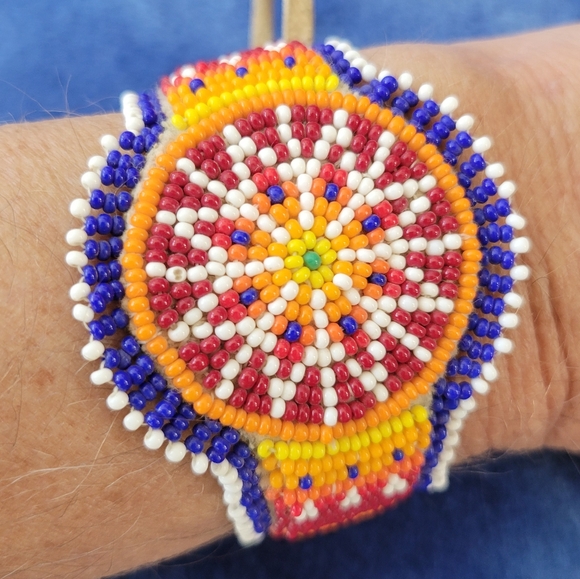 Jewelry - Southwestern Style Beaded Bracelet with Seude-style Ties